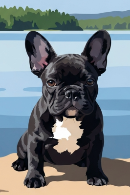 Portret de câine – Bulldog Francez la lac
