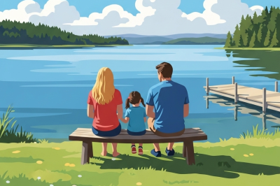 Atmosferă de familie la malul lacului