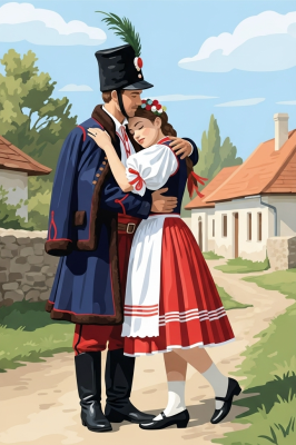 Călăreț maghiar și iubita sa