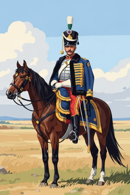 Caval al căluțul Hussar Maghiar pe șevalet pentru gobelințăzoare