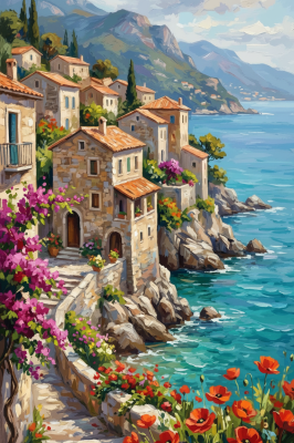 Un frumos sat de pescari cu flori