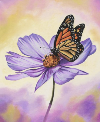 Floare violetă cu fluture