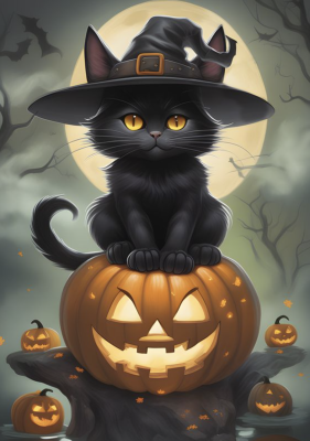 Pisica de Halloween