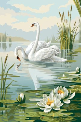 Lebede pe lac