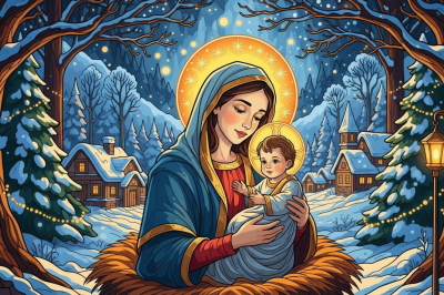 Madonna de iarnă cu copil