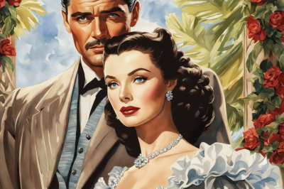 Portret romantic cu trandafiri