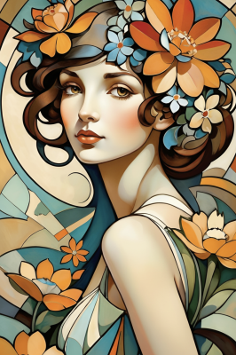 Portret în stilul lui Alphonse Mucha – BG26-0127