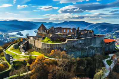 Peisaj cu castelul de la Visegrád – BG26-0155