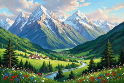 Peisaj alpin cu flori – BG26-0198