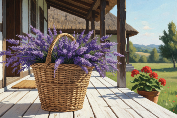 Coș cu lavandă pe verandă – BG26-0267