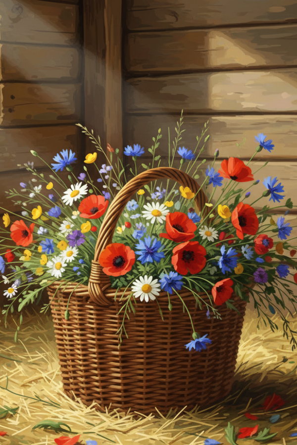 Coș cu flori în stil rustic – BG26-0272