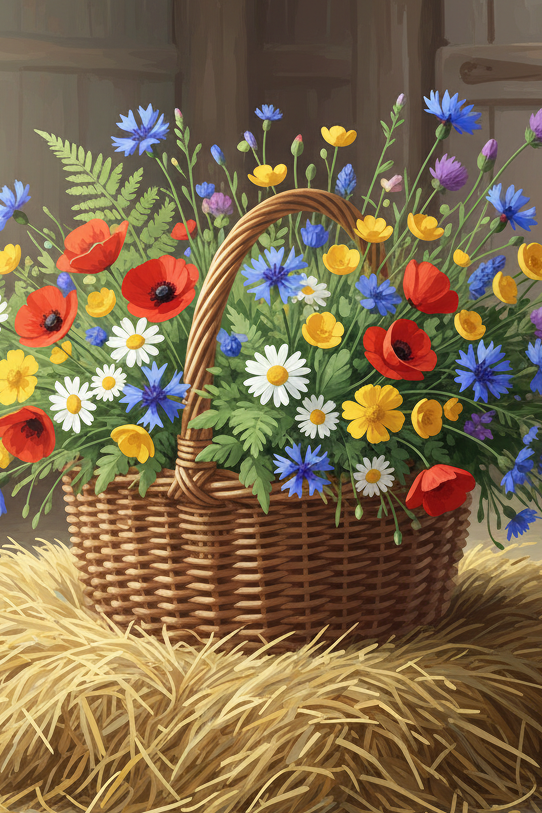Coș cu flori în stil rustic – BG26-0273