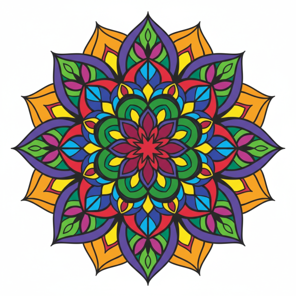 Cerc mandala colorat, model floral – BG26-0277