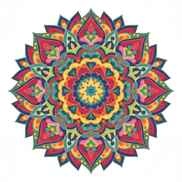 Mandala colorată, lucrare de artă.
