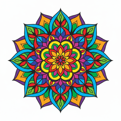 Cerc mandala colorat, model floral – BG26-0279