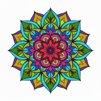 Cerc mandala colorat, model floral – BG26-0280