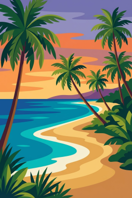 Plajă tropicală cu palmieri – BG26-0295