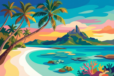 Plajă tropicală cu palmieri – BG26-0296