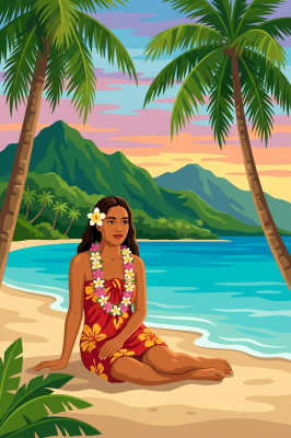 Fată hawaiiană pe plajă