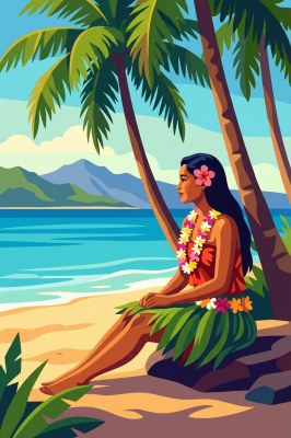Fată hawaiiană pe plajă
