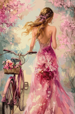 Rochie cu flori și bicicletă