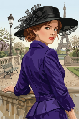 Doamnă în costum mov la Paris (goblen)