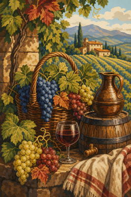 Model de gobelin cu natură moartă de toamnă