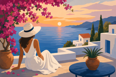 Viață de femeie mediteraneană pe terasă