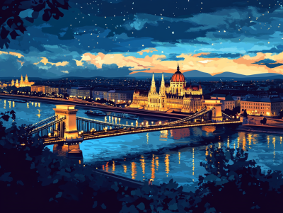 Budapesta noaptea - Podul cu Lanț