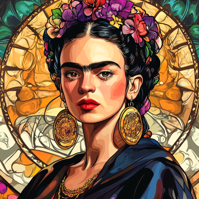 Portretul Frida Kahlo în stilul lui Alphonse Mucha. – FR24-008