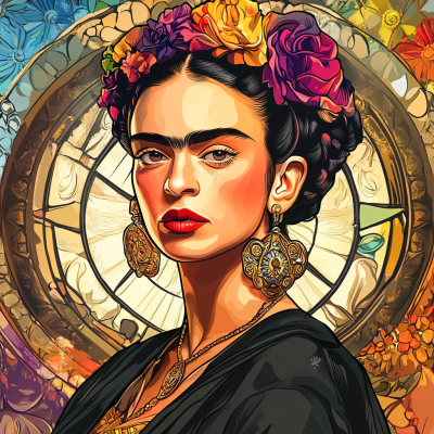 Portretul Frida Kahlo în stilul lui Alphonse Mucha. – FR24-009
