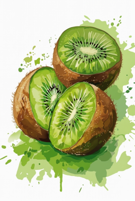 Kiwi proaspăt în stil acuarelă