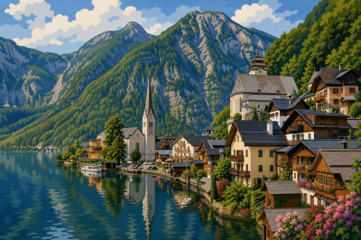 satul de pe malul lacului Hallstatt
