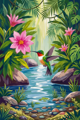 Colibri la pârâul tropical