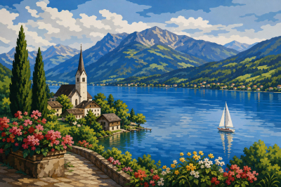 Panorama alpina a lacului Millstätt
