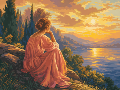 Apus de soare la lac