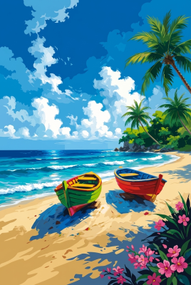 Bărci pe o plajă tropicală