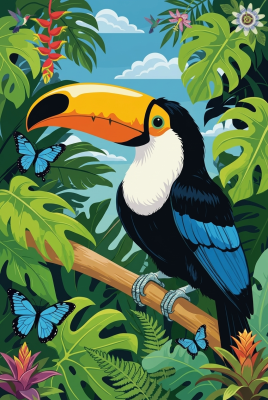 Tucan tropical în junglă