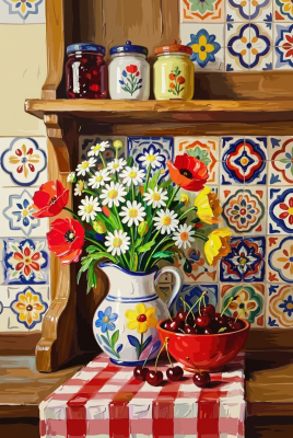 Natură moartă rustică de bucătărie (goblen)