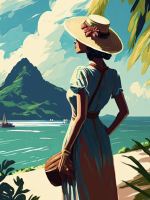 O femeie în Bora Bora