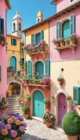 Stradă mediteraneană colorată