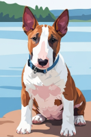 Portret de câine - Bull Terrier la lac