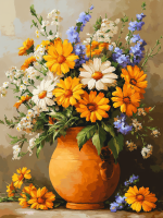 Buchet de flori în carafa de ceramică