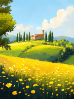 Toscana cu flori galbene