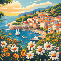 Golf de mediteran cu flori – 25-418