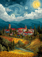 Peisaj italian în stil Van Gogh