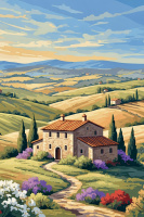 Peisaj Toscano cu broderie gobelin