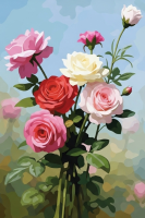 Atmosferă romantică cu motive florale pe gobelin needlepoint