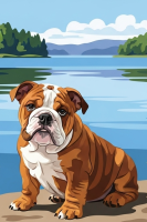 Portret cu buldog englezesc pe gobelin – 25-873