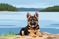 Portret canin - Pui de ciobănesc german la lac – 25-894
